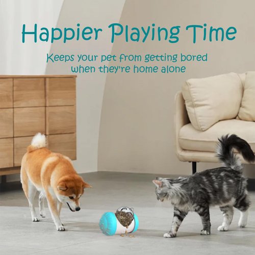 grwSEXabc Enhanced Dog Treat Dispenser Slow Enrichment Dispenser Food Puzzles Ball Interactive Chase Training Toys for Small Puppy Cat Bunny Hamster Pet Pig(Blue)