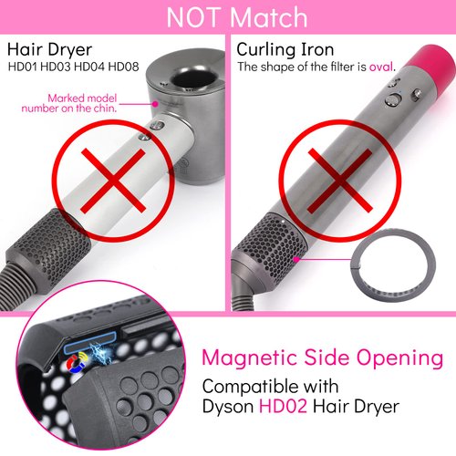Magnetic Hair Dryer Filter Cover Replacement for Dyson Supersonic HD02 Models, Hair Dryer Outer Strainer Magnetic Filter Cage Replacement Parts