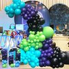 D-BUPU Video Game Balloon Garland Kit for Birthday,Tiffany Blue Black Purple Green Balloons Arch for Game Party Supplies Gamer Decorations