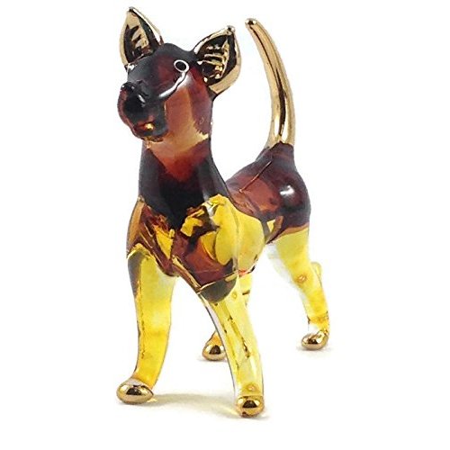 Miniature Dog Blow Glass Figurine Small Pet Lampwork Figure Animals Statue for Collectible and Gift