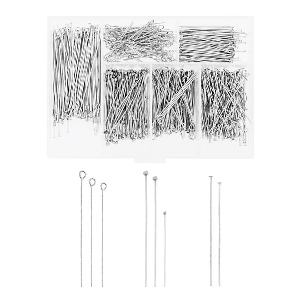Mandala Crafts 600 PCs Open Eye Pins for Jewelry Making - Stainless Steel Head Pins for Making Jewelry - Bead Eye Pins for Earring Making Necklace Bracelet Clay Charms 30mm 40mm 50mm