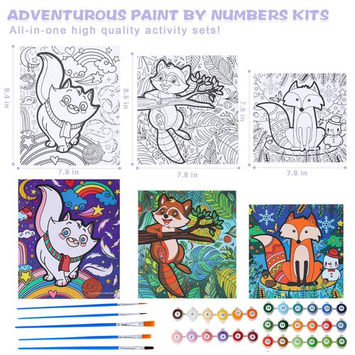 Wings Giant Paint by Numbers Framed, 3 Pack Painting Kit for Kids DIY Printed Canvas, Paint by Numbers for Kids Ages 8-12 9-12 4-8, Christmas Gift for Kids, Art Supplies & Arts and Crafts for Kids