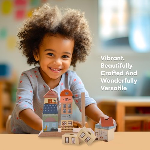 CHILDLIKE BEHAVIOR Hardwood Blocks for Kids - Wooden Building Blocks Set - Wood Blocks for Toddlers 1-3 - Montessori Toy Gift - Children Stacking Block Set - Wooden Blocks for Toddlers