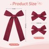 DEEKA Burgundy Cotton Linen Hair Bows 2 Sizes 5"&3.5" Soft Hair Bow set for Toddler Girls Long Ponytail Knot Bows Alligator Clip Hair Accessories for Little School Girls (Burgundy)