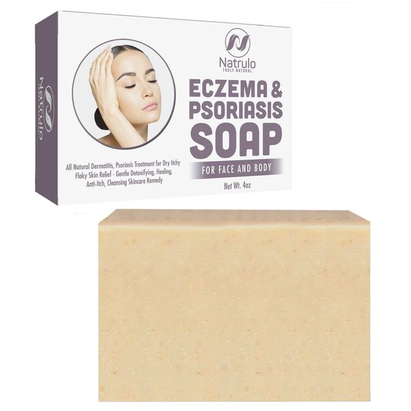 Eczema Soap Bar for Face and Body – All Natural Dermatitis, Psoriasis Treatment for Dry Itchy Flaky Skin Relief – Gentle Detoxifying, Healing, Anti-Itch, Cleansing Skincare Remedy – Eczema Soap Bar