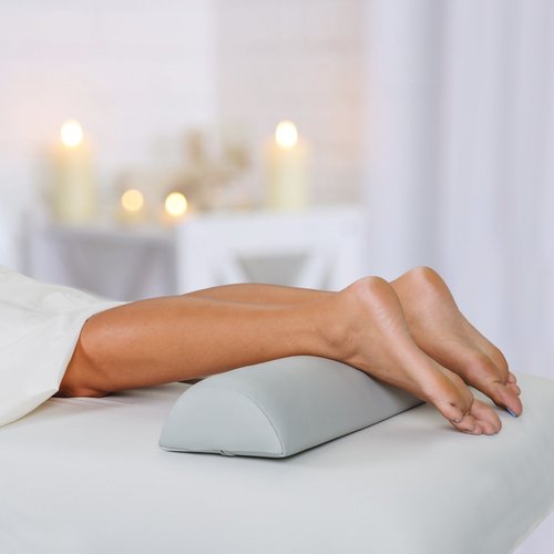 EARTHLITE Bolster Pillow Half Round – Durable Massage Bolster, 100% PU Upholstery incl. Strap Handle/Professional Quality for Massage Tables/Back Pain Relief, Sterling