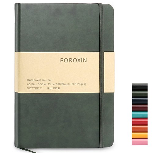 foroxin Journal notebook (A5-Lined, Dark Green),192 Pages, Medium 5.7X8.3 inches - 80 gsm Thick Paper, Hardcover
