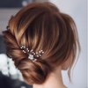 Allereyae Crystal Pearl Wedding Hairpins Barrette Rhinestone Pearl Flower Hair Pins Barrette Gold CZ Pearl Bling Bridal Headpieces Decorative Head Clip Pins Headwear Bridal Hair Accessories for Women