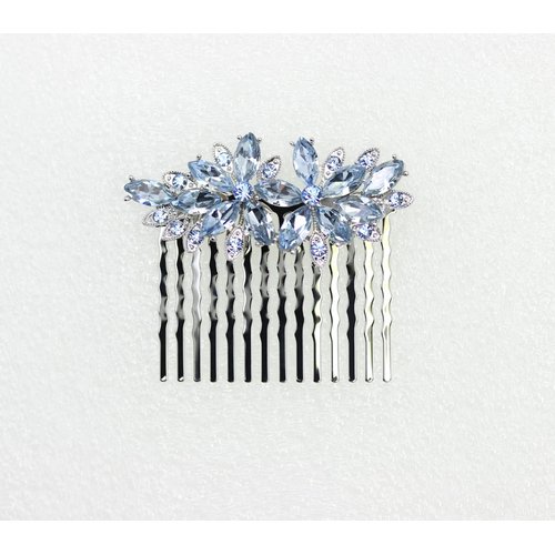 Faship Gorgeous Light Blue Rhinestone Crystal Floral Hair Comb