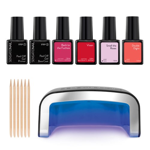 Sensationail Gel Nail Polish Starter Kit - Includes UV Lamp, 4 Colors, Salon Grade Nail Kit and P...