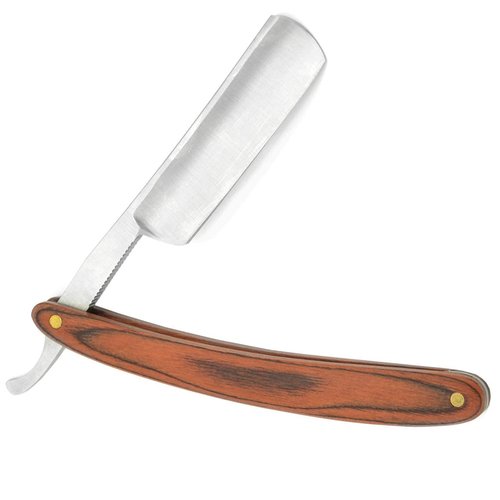 Grandslam Pro Natural Wooden Handle 420 Stainless Steel Straight Razor with Premium Leather Strop,Straight Razor Shaving Kit for Men,2 Layers Leather Canvas Strop Sharpening Strop Brown