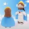Yelakey Jesus Plush Jesus Stuffed Doll with Cloak Heart of Jesus Plushie Savior Doll Religious Party Favors for Kids Christening Easter (Blue)
