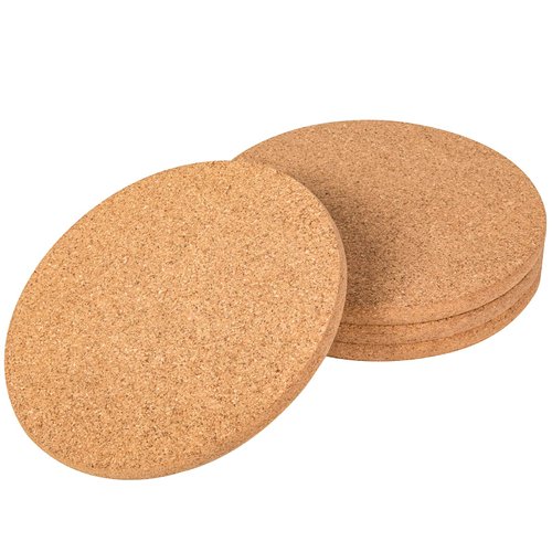 CRCHOM Cork Trivet 4 Pack Round Cork Hot Pads for Dishes 8" x 0.4" High Density Thick, Cork Hot Pads for Kitchen, Heat Resistant Cork Trivets for Pots and Pans, Cork Mat for Countertop & Table