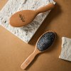 Wooden Boar Bristle Hair Brush, Natural Beechwood Detangling Brush for Men & Women, Soft Natural Bristles Bursh with Travel Bag, Hairbrush for Long Short Thick Curly Wet Dry Hair