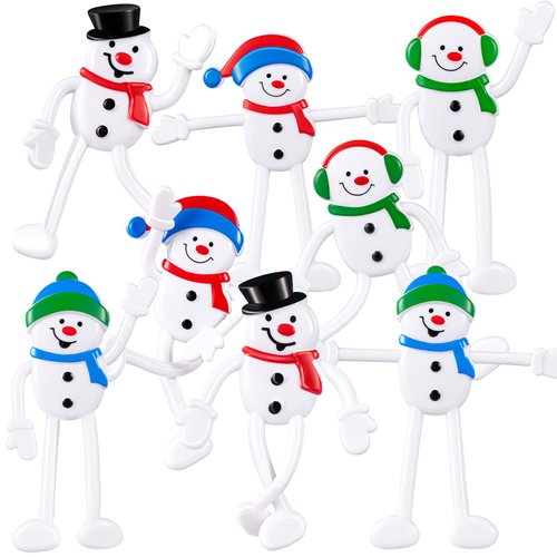 JellyArch 50 Pcs Christmas Holiday Character Christmas Bendable Figures Snowman Bendable for Chri...