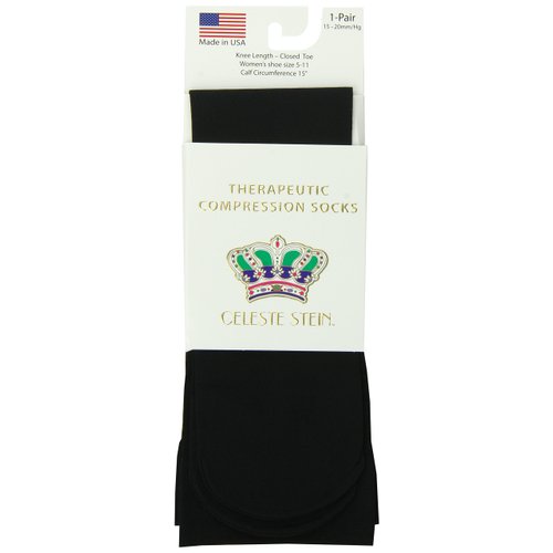Celeste Stein Therapeutic Compression Socks, Black, 15-20 mmHg, Moderate, 0.6 Ounce
