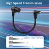 QIANRENON 90 Degree Angle USB C 3.1 Panel Flush Waterproof Cable 10Gbps Type C 3.1 Male to Right Angle Female Extension Cable, Threaded to Dashboard or Panel, 30cm/11.8in (Up&Down Bend)