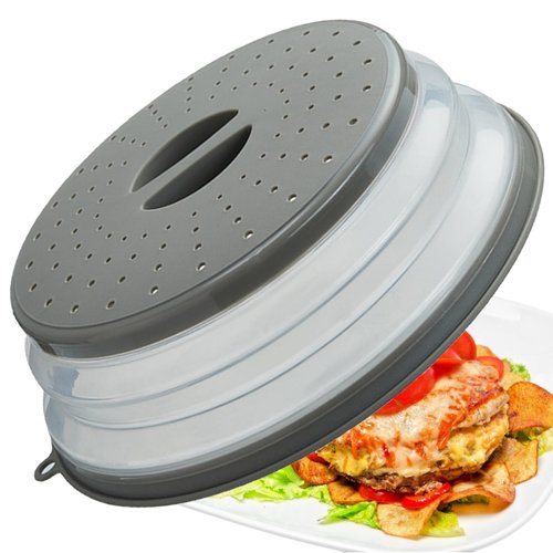 Microwave Splatter Cover Vented for Food, Splatter Guard &amp; Colander Kitchen Gadget for Fruit Vege...