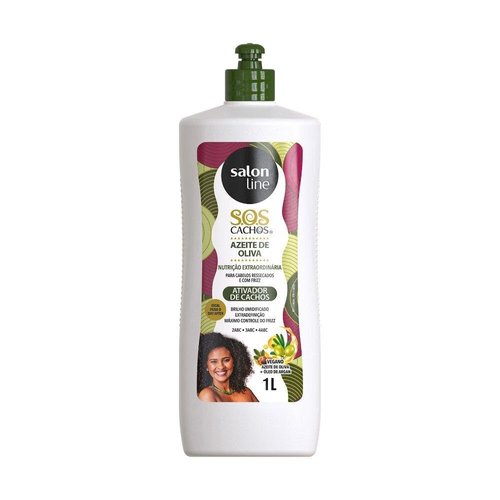 Salon Line - Linha SOS Cachos (Azeite de Oliva) - Ativador de Cachos 1 L - (SOS Curls (Olive oil) - Reconstruction Curl Activator 33.81 Fl Oz)