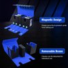 TiMOVO MTG Deck Box, Commander Deck Case Fits 200+ Double-Sleeved Cards, Magnetic Leather Card Storage Box with 2 Commander Display & 4Dividers & Dice Tray Fit YuGiOh TCG CCG Magic Cards, Black+Blue