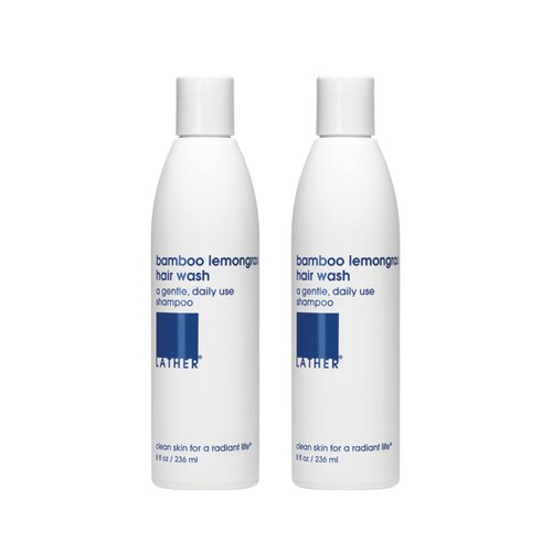 LATHER Bamboo Lemongrass Hair Wash | Essential Oils Shampoo | Natural & Sulfate Free Shampoo | Self Care | 8 Fl Oz Bottles (Pack Of 2)