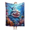 Funny Shark Blanket Ocean Throw Blanket Shark Gifts and Decor Shark Blanket for Girls Women Men Boys Soft Warm Cozy Fleece Blanket for Couch Sofa ​Bed 50"x40"
