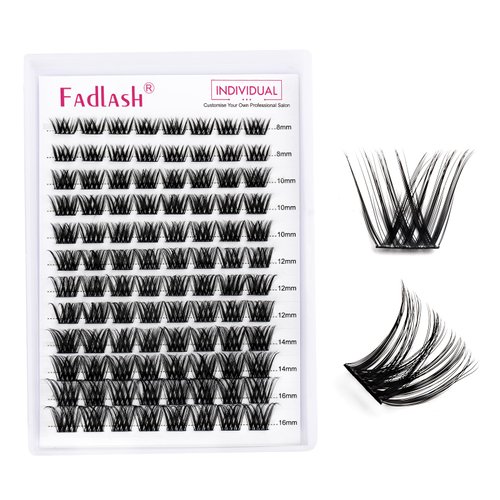 Lash Clusters DIY Eyelash Extensions 96 Clusters Lashes D Curl 0.07 Natural Individual Lash Extensions Mixed Tray False Eyelashes Soft & Strong Thin Band DIY at Home (F29-0.07D, 8-16mm)