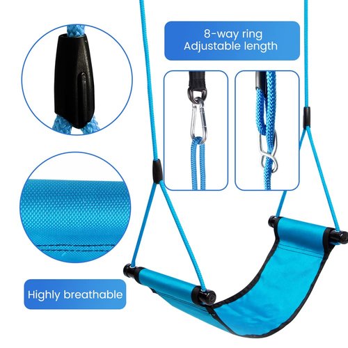 nets Tribe Children Outdoor Swing Seat, with snap Hook Swing Set, Adjustable Ropes, for Kids Outdoor Play Playground Swing, Indoor Outdoor Backyard Play, Trees, Swing Set (Blue)