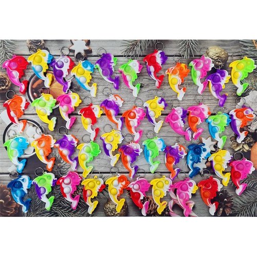 HOZKEAP 100 Packs Bulk Dolphin Fidget Bubble Mini Pop key chain， for Adult and Kids,Birthday Party Favors Supplies gifts Classroom summer Students Bubble Prize