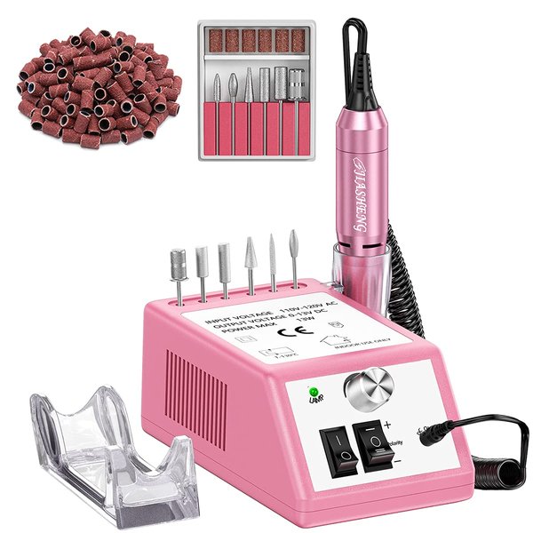 20000RPM Electric Nail Drill Professional Nail File Drill Acrylic Nails Kit for Manicure Gel Nail Polish Remover with 1 Pack of Sanding Bands(Pink)