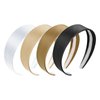 YISSION 4 Pcs Satin Headbands for Women Girls Non Slip 1.5 Inch Wide Head Band Plain Head Bands Fashion Hair Bands Solid Brown Black White Headband DIY Cosplay Hair Accessories for Women Girls