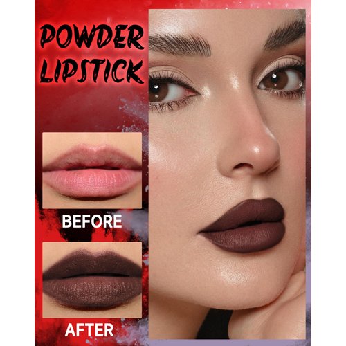 Glitter Powder Lipstick for Women,Shimmer Liquid Lipstick Dark Red Lipcolor with Lightweight Powder Texture,Long Lasting High Impact Lip Stain Nonstick Smudge-Proof Lip Gloss Lip & Cheek Lip Makeup-04