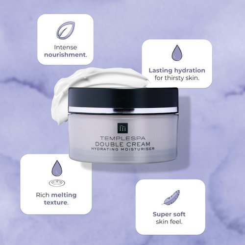 TEMPLESPA | DOUBLE CREAM | Hydrating Day & Night Moisturizer for Dry Skin, Phirmaderm Complex, Nourishing & Rich for Dehydrated Skin, Natural Ingredients, Cruelty-Free, Vegetarian, 1.6 fl.oz.