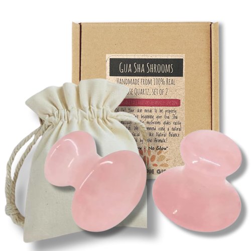 Boho Aromatic This Hippie Girl Gua Sha Mushroom Set, Jaw Sculpting Tools, Rose Quartz Facial Toning and Yoga Sculpt Massage Tool, 2 Gua Sha Mushrooms for Skin and Facial Treatment, Facecare Tools