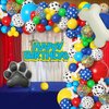 Amandir 155pcs Paw Balloons Garland Arch Kit, Dog Bone Paw Print Foil Balloons Red Yellow Blue Green Paw Balloon for Puppy Paw Themed Boy Birthday Party Decorations Supplies