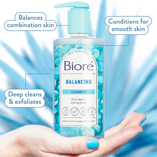 Bioré Balancing Face Wash, Cleanser For Combination Skin, PH Balanced Face Cleanser, Vegan, Cruelty Free 6.77 Oz, Pack of 3