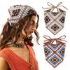 DRESHOW Floral Crochet Hair Bandana 2 PCS Tie Knotted Headscarf Vintage Headband Knitted Head Kerchief for Women&Girls
