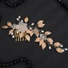 JWICOS Handmade Wedding Hair Comb Gold Bridal Hair Clip Leaf Hair Piece Flower Hair Comb Side Comb Wedding Hair Accessories for Women and Girls