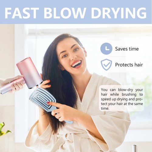 Daily Gard Detangling Brush, Dry and Wet Vented Detangler Hair Brush for Women and Men, Professional Paddle Curved Styling Hairbrush for Straight/Curly/Thick/Long/Wavy/Damaged Hair, Blue