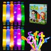 DJBoomy Light Up Pop Fidget Tubes: Glow Sensory Tube Stretch Toys for Kids Party Favors - Mini Plastic Pull Tubes Bulk with LED Lights Glowing Stick in the Dark (12 Pcs)