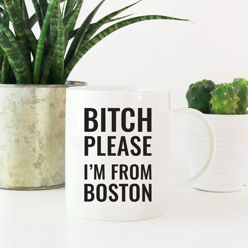 Andaz Press 11oz. Coffee Mug Gag Gift, Bitch Please I'm from Boston, 1-Pack, Includes Gift Box, Funny Christmas Birthday Friend Coworker Long Distance Moving Away Hostess Present Ideas
