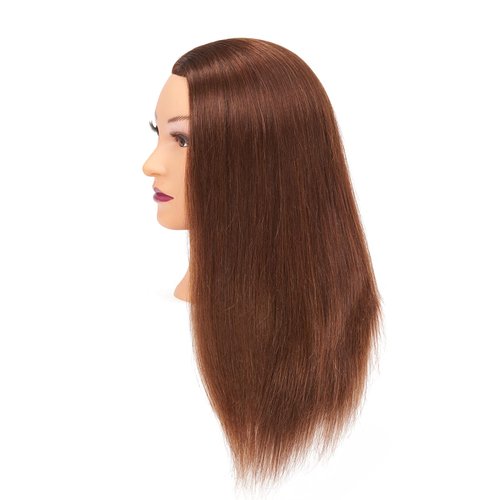 Mannequin Head 20"-22" 100% Human Hair Hairdresser Training Head Mannequin Doll Head Cosmetology Manikin Training Head Hair for Practice Cutting Braiding with Free Clamp Holder 92022LB0414