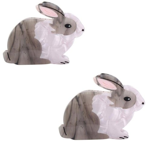 Hair Claw 2PCS Creative Acetic Acid Rabbit Shape Hair Claw Clip Cute Bunny Hair Crab Clip Vintage Shark Clip Fashion Ponytail Holder Hair Accessories