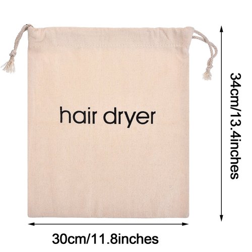 Hair Dryer Bags Drawstring Bag Container Hairdryer Bag, 11.8 by 13.8 Inch (Cotton, Beige)