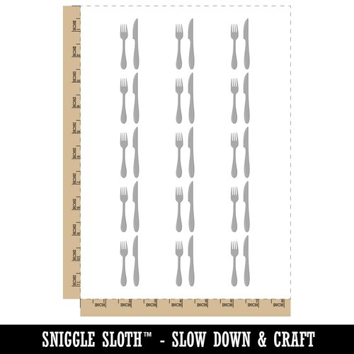 Fork Knife Utensils Eating Sketch Temporary Tattoo Water Resistant Fake Body Art Set Collection - 15 2" Tattoos (1 Sheet)