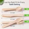 300 PCs Compostable Cutlery Set | Wooden Compostable Utensils Set 120 Forks 90 Knives 90 Spoons | Disposable Wooden Cutlery with Plastic Free Packaging | Eco Friendly Disposable Cutlery set for Party