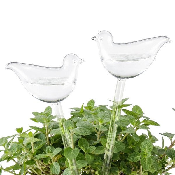 Mkono Plant Self Watering Globes Glass Water Bulbs for Planter Insert, Bird Shape Self Watering Devices Automatic Plant Waterer Spikes for Indoor Outdoor Plants, Gifts for Plant Lovers, 2 Pack