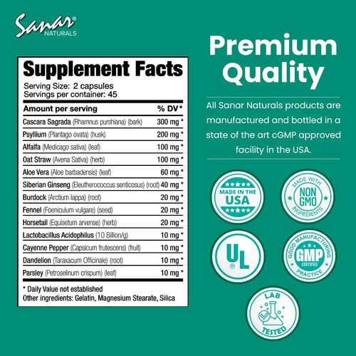 Colon Cleanse Pills with Psyllium Husk - for Weight Management Detox, and Gut Health- Dietary Fiber, Herbal and Probiotics Blend, Digestive Support Supplement for Women & Men, 90 Capsules