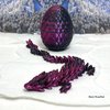3D Printed Dragon and Dragon Egg Articulated Adult Gemstone Dragon Silk Finish 4 Dual Colors Option, Fidget Toy Executive Desk Toy D008-S1 (Black Rose Red)