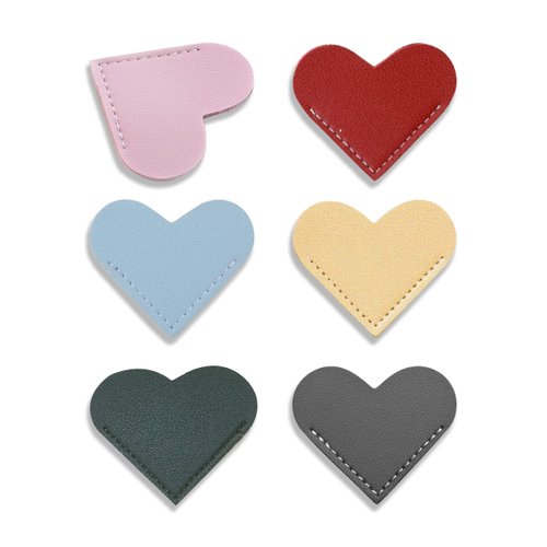 6pcs Leather Bookmarks for Women with Heart Shape, Cute Corner Bookmark, Book Accessories for Reading Lovers, Book Markers for Women, Bookmarks for Book Lovers by HNQCPCVU (Heart)